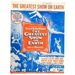 Vintage Greatest Show On Earth Sheet Music Cecil B. DeMille 1952 Heston Lamour